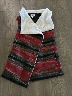 Jolt  Red & Black Striped Sherpa-Lined Vest